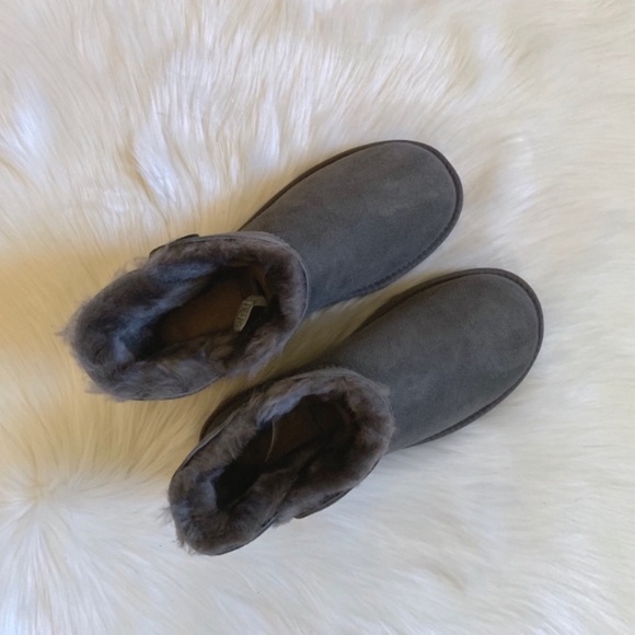 UGG Grey Mini Bailey Button II Boots - Picture 3 of 8